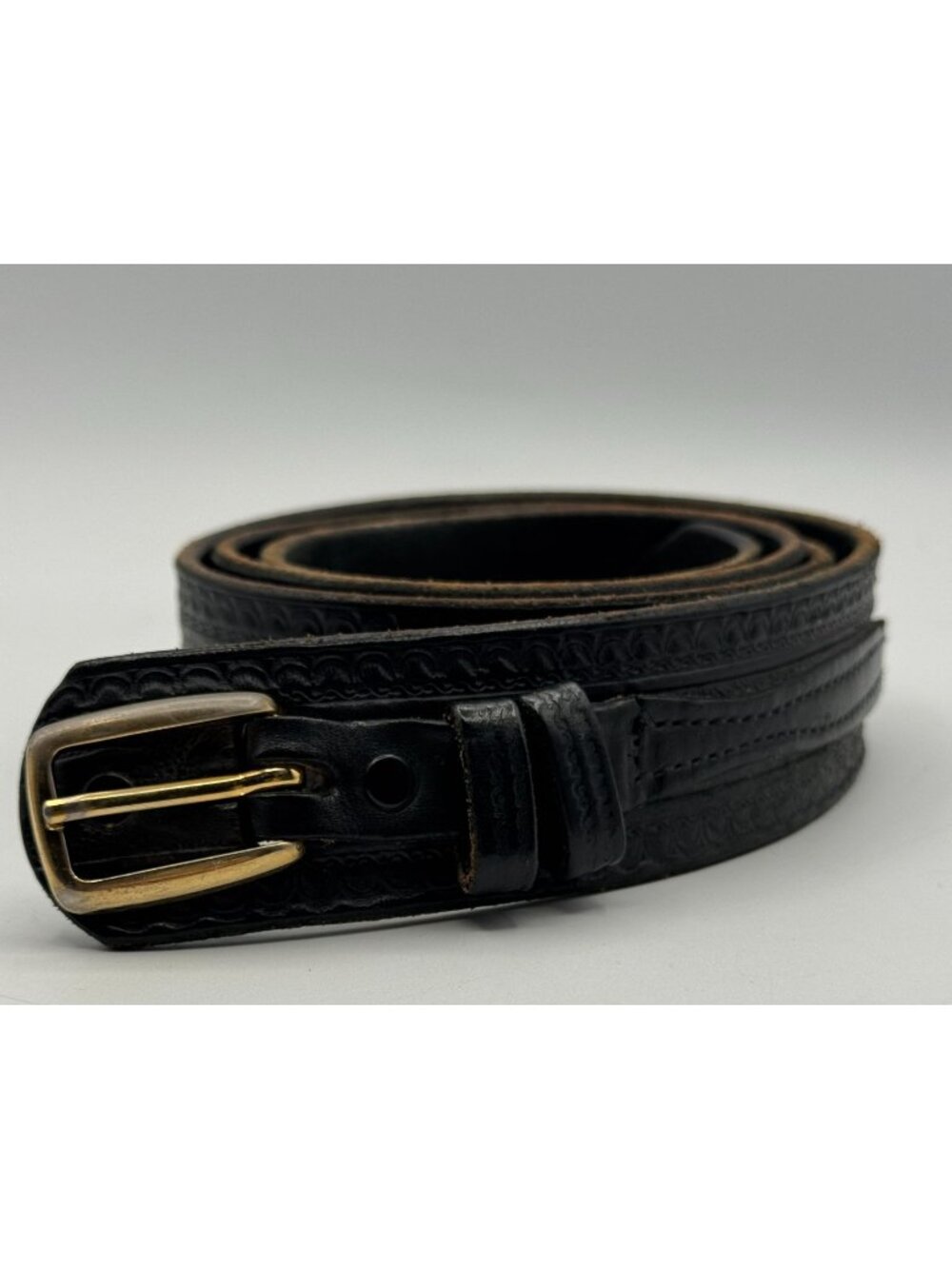 Vogel of Texas Frontier Belt 46 Vintage Black Steerhide Tooled Leather Ranger 15
